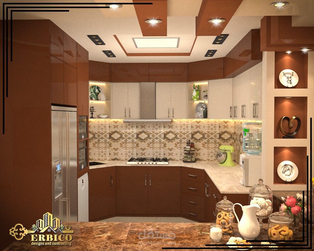 تصميمي لفراغ مطبخ بفيلا في مصر