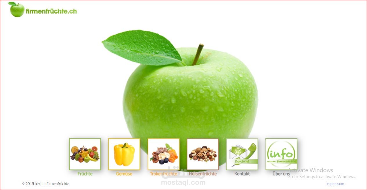 تصميم موقع للغذاء الصحي باللغة الألمانية