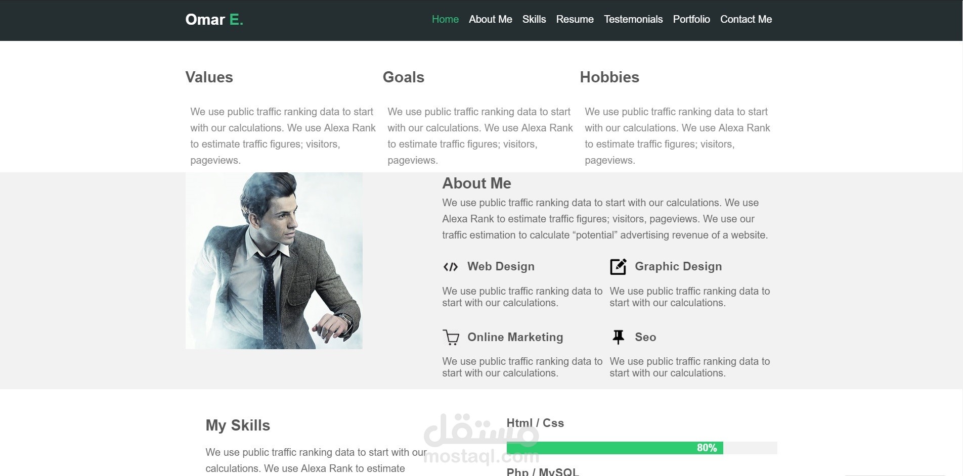 تصميم موقع (HTML+CSS) من تصميم فوتوشوب PSD