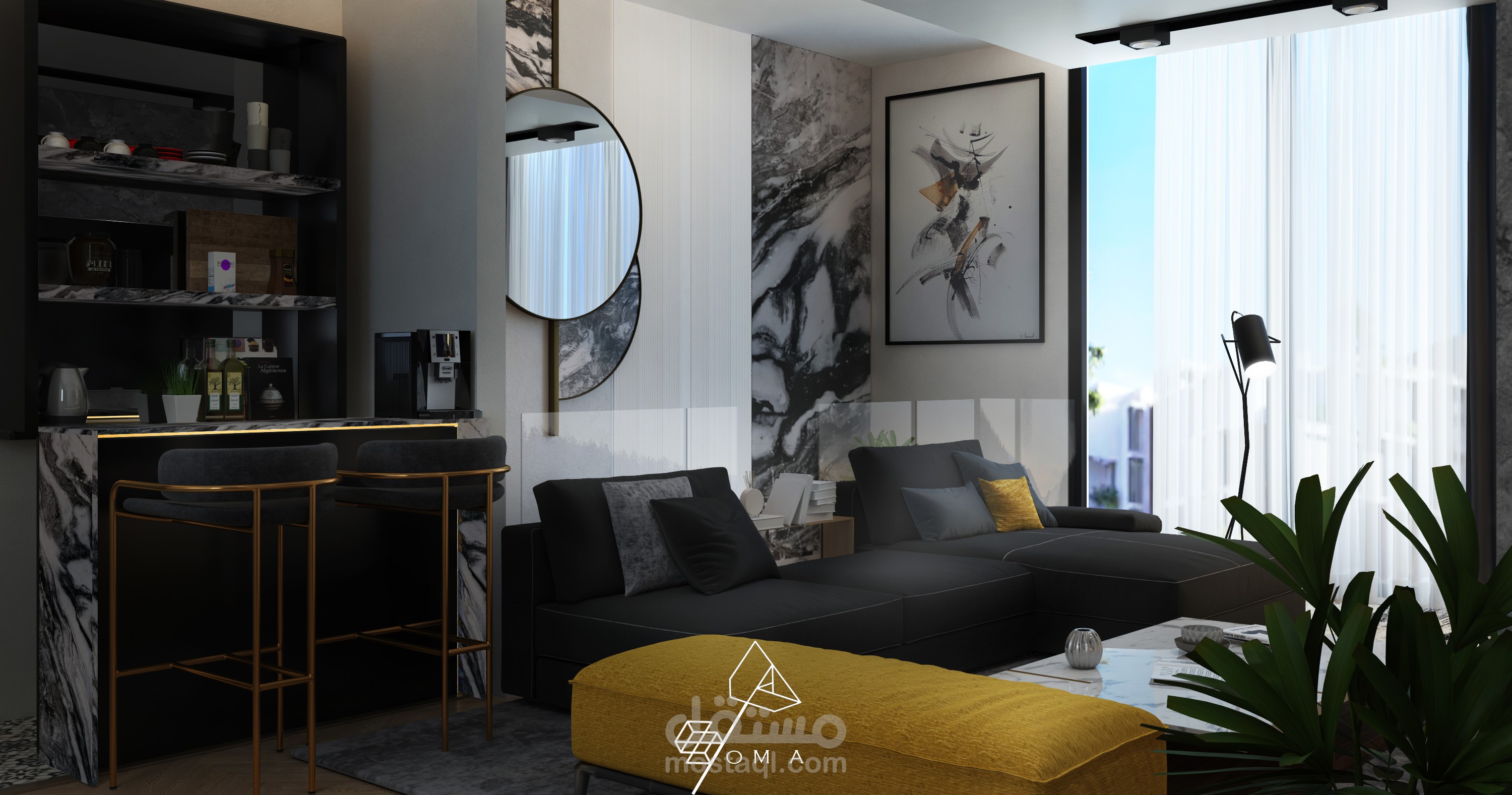 تصميم  living room , Contemporary Style , قطر
