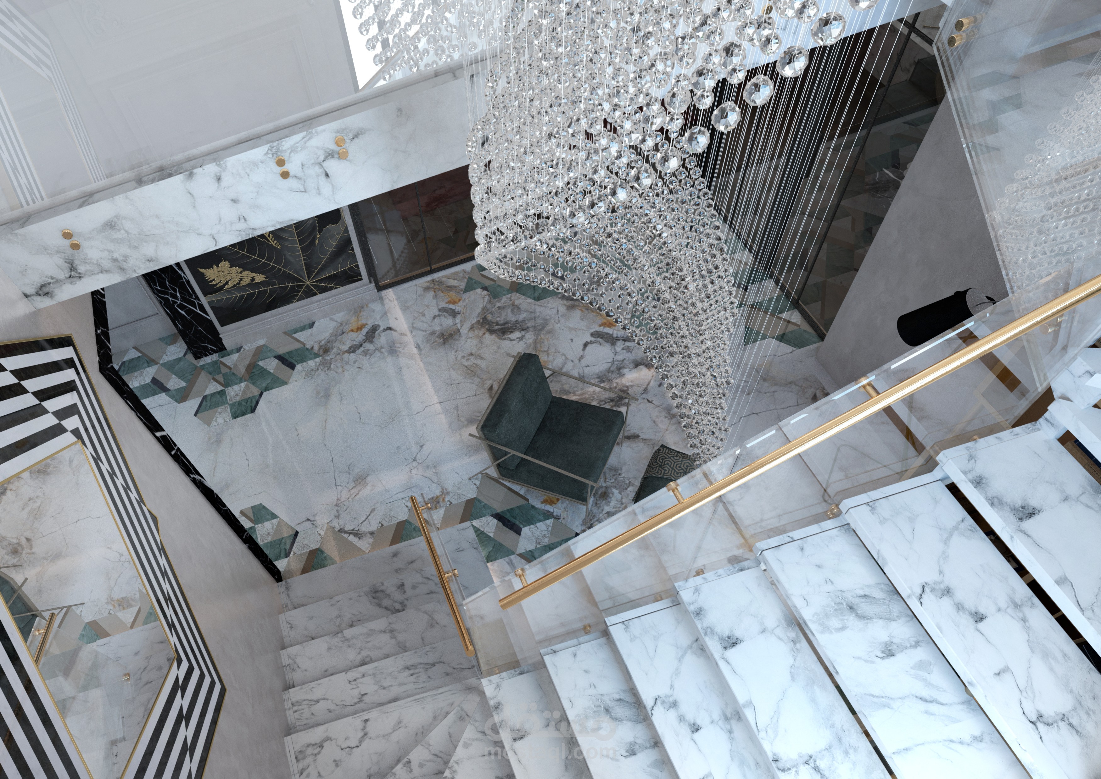 تصميم ,  سلم داخلي بفيلا   , Contemporary Style , الطائف , المملكة العربية السعودية.