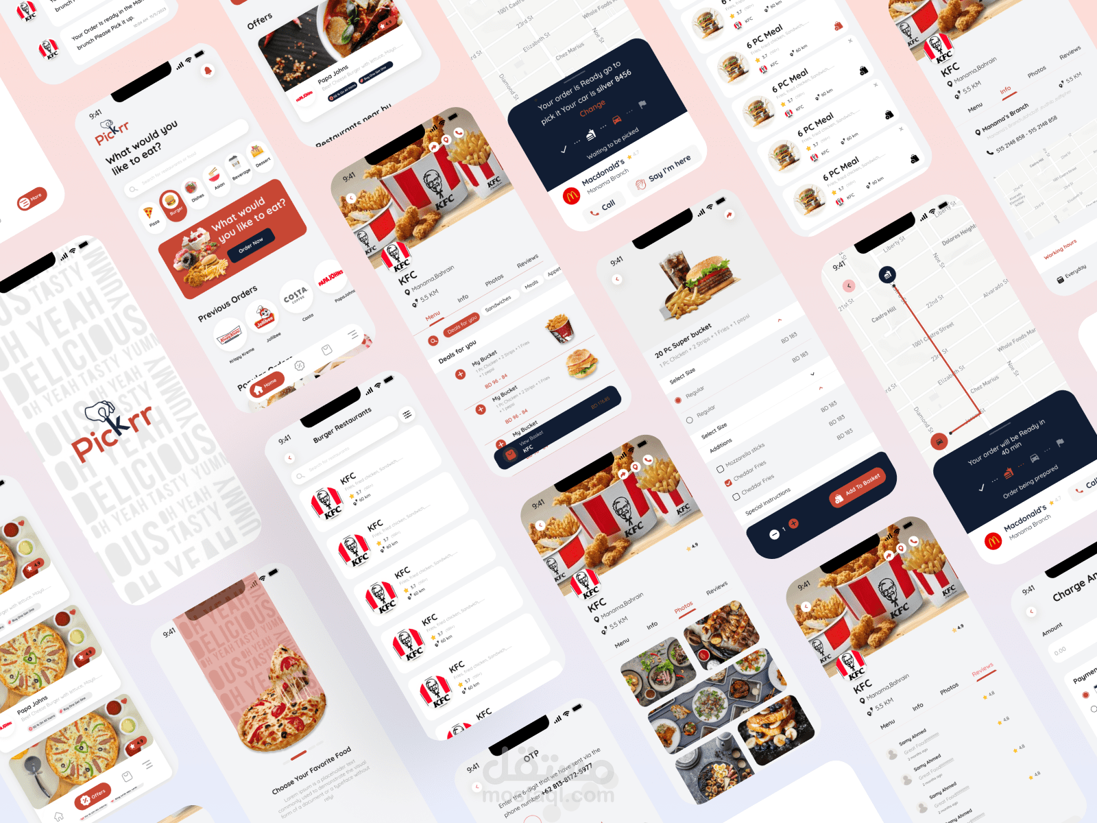 تصميم واجهة مستخدم وتجربة مستخدم لتطبيق مطاعم