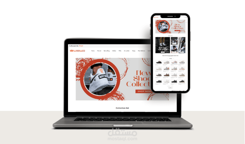 تصميم متجر مختص في بيع الاحذية على منصة شوبيفاي Shopify Store