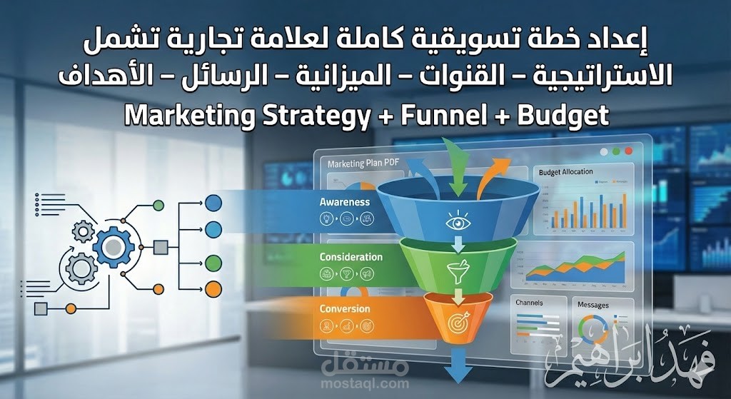 إعداد خطة تسويقية كاملة لعلامة تجارية تشمل الاستراتيجية – القنوات – الميزانية – الرسائل – الأهداف