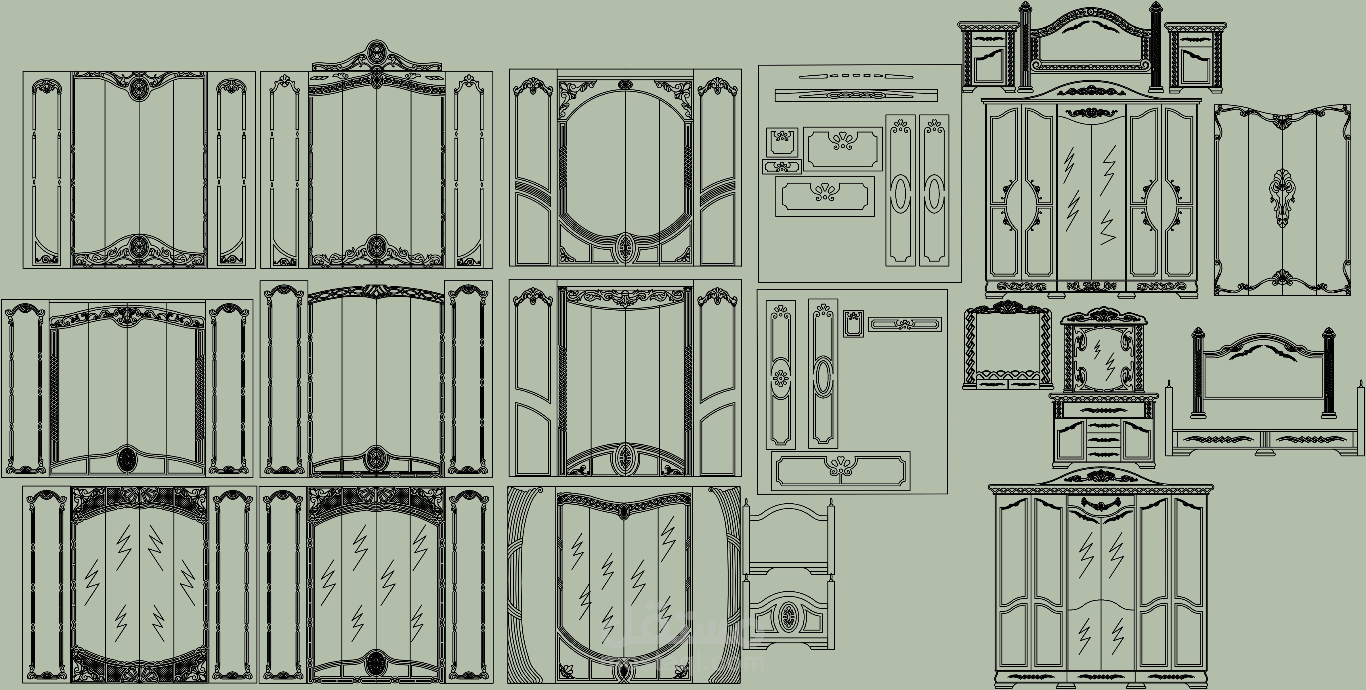 رسم غرف نوم كلاسيكية بمعايير اوربية ستاندر و بتفاصيل للتنفيذ