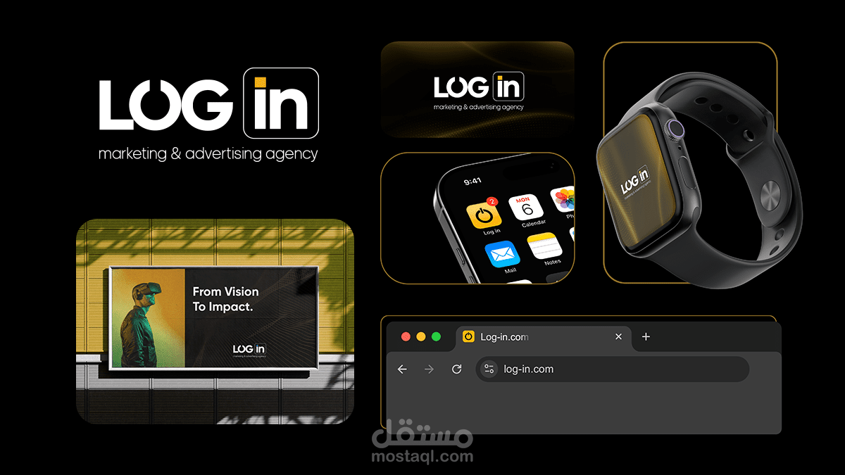 تصميم الهوية البصرية لوكالة دعاية وإعلان باسم Log In