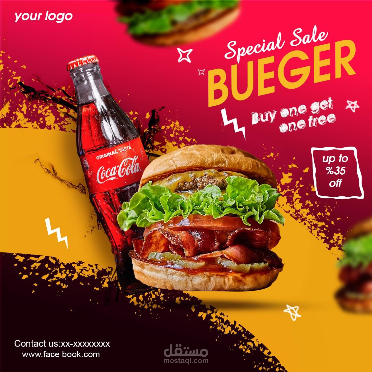 بوستر شوسيال ميديا عن الطعام.