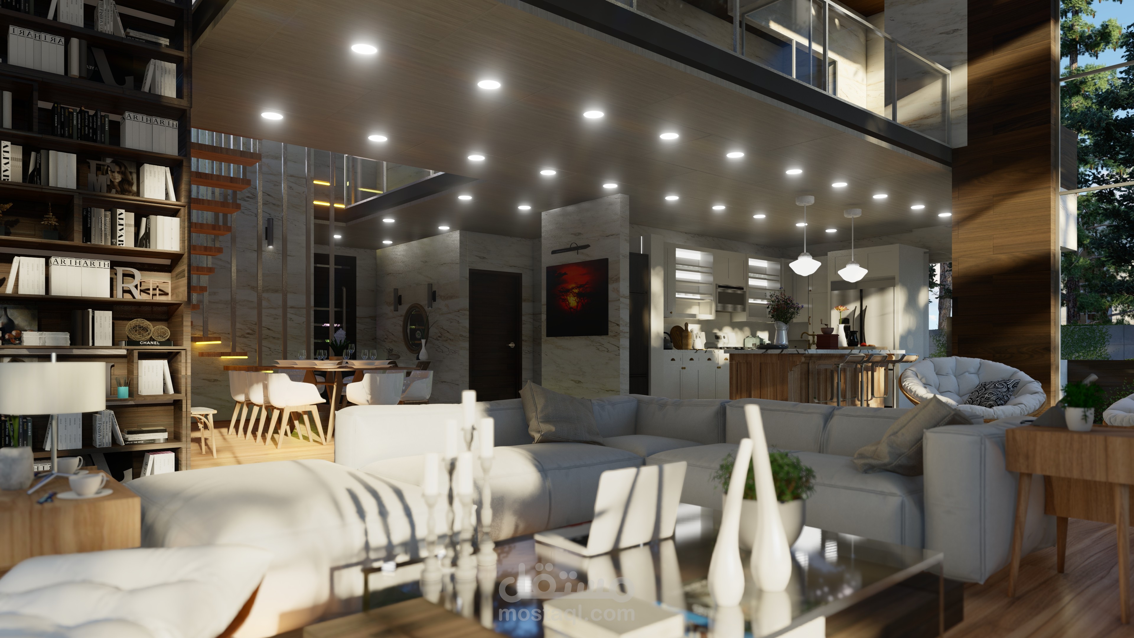 تصميم فراغ داخلي مفتوح لفيلا سكنية - Modern Style