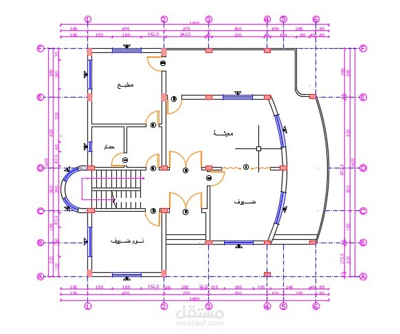 رسم هندسي  معماري و إنشائي على برنامج اوتوكاد AUTOCAD  مخططات و تفصيلات تفريد الحديد