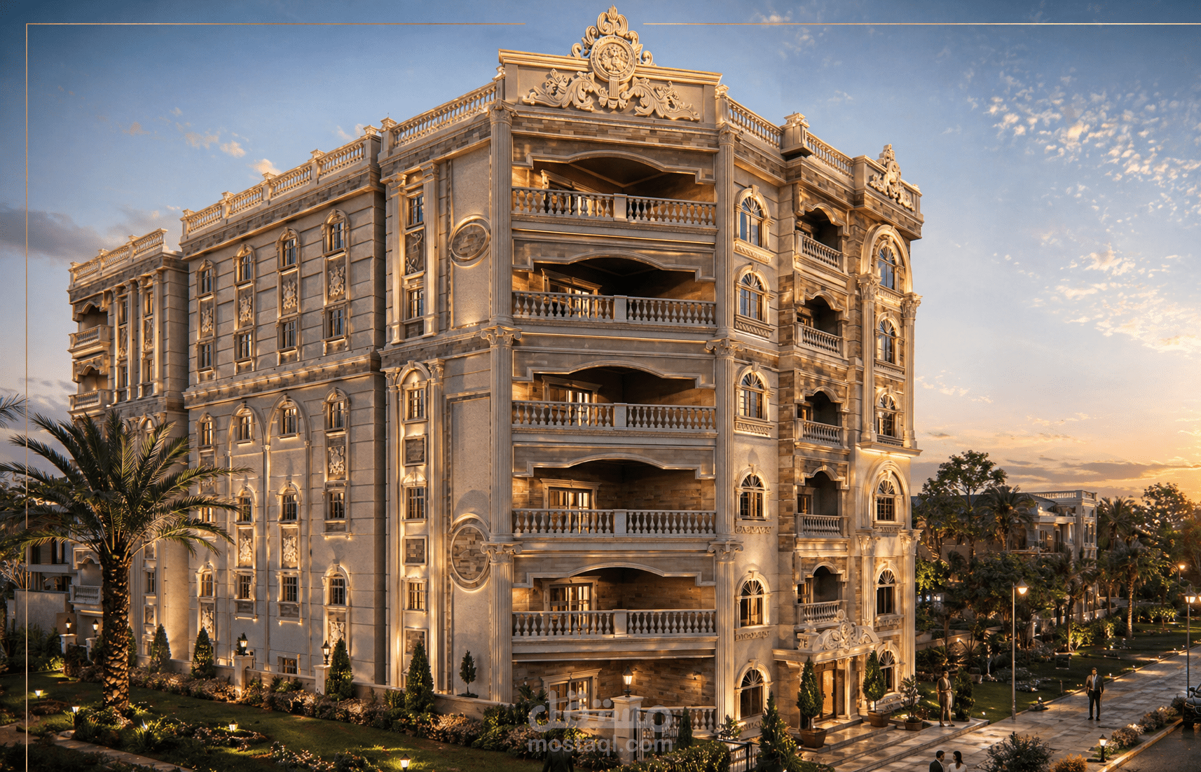 تصميم خارجي كلاسيكي لعمارة سكنية بحدائق الاهرام مصر