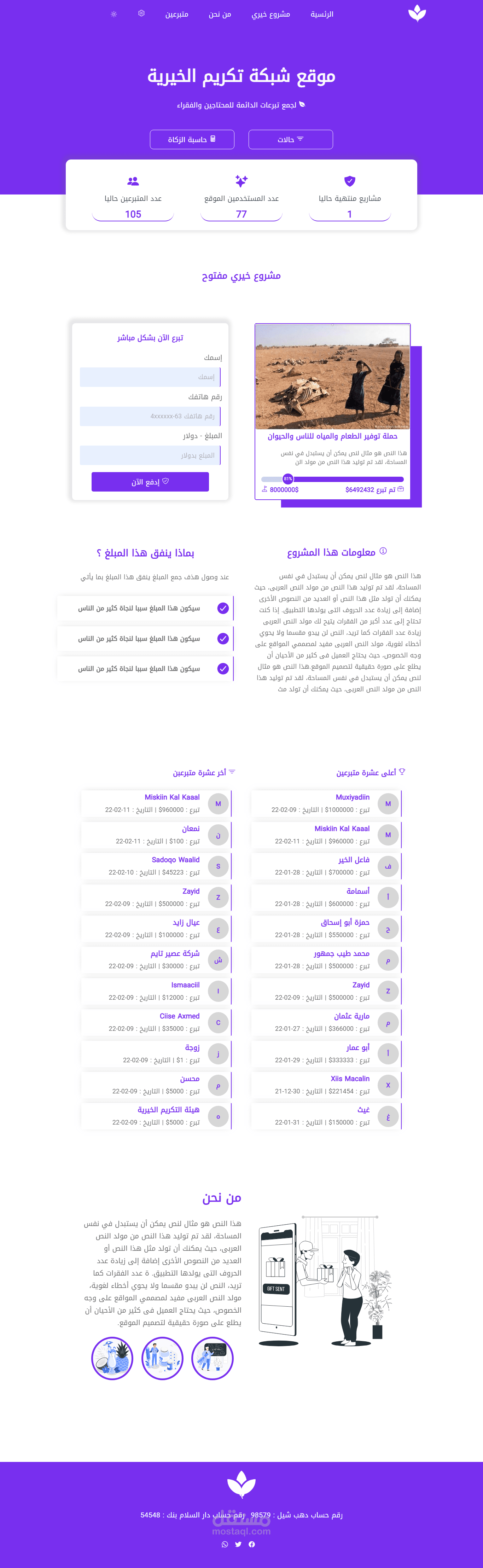 موقع الإكتروني لجمع التبرعات