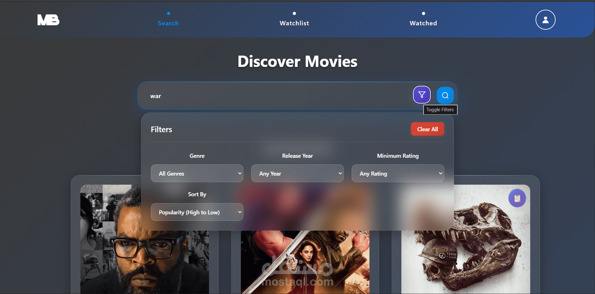 Movie Bucket: موقع تفاعلي لإدارة قوائم الأفلام