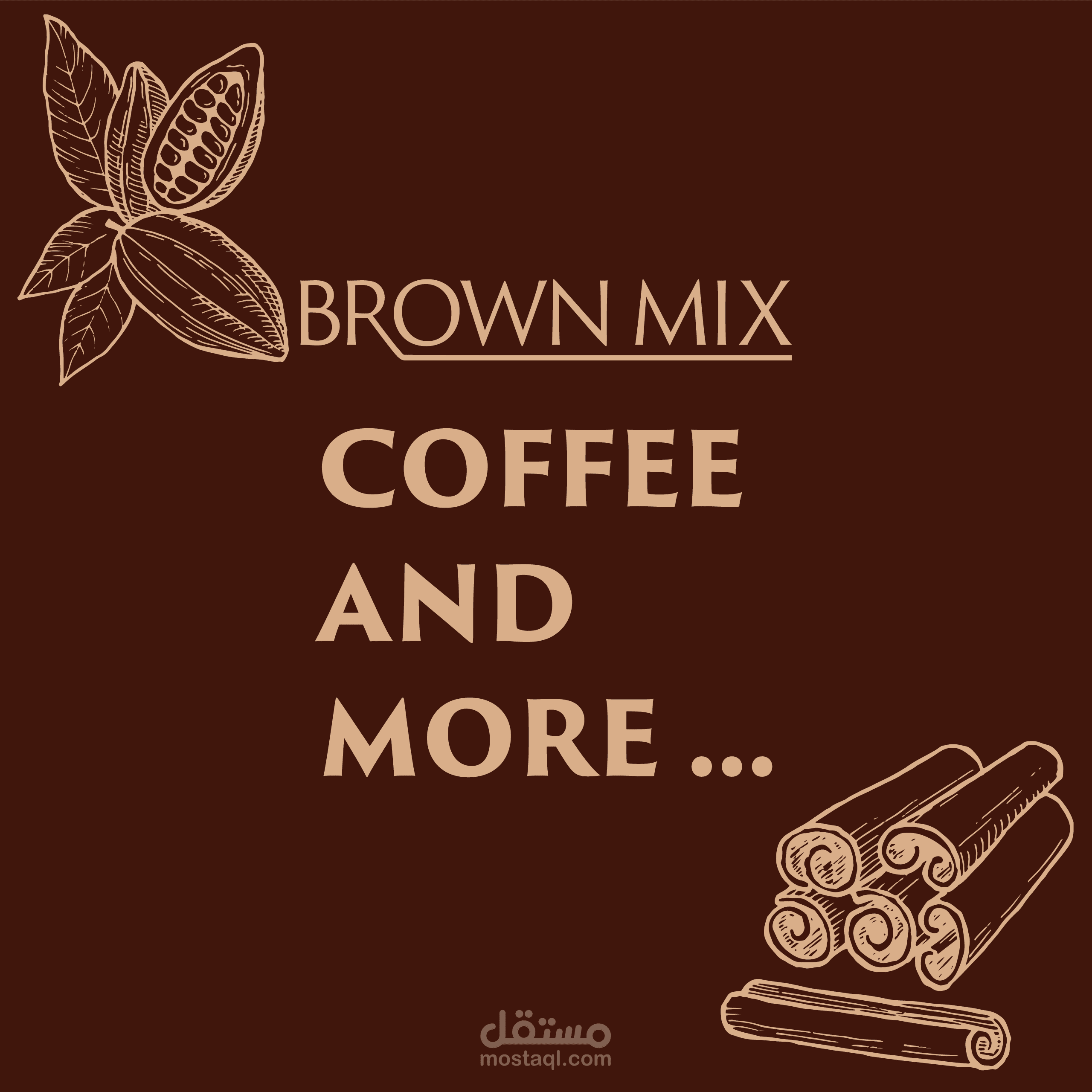 تصميم العلامة التجارية لمنتج قهوة باسم Brown Mix