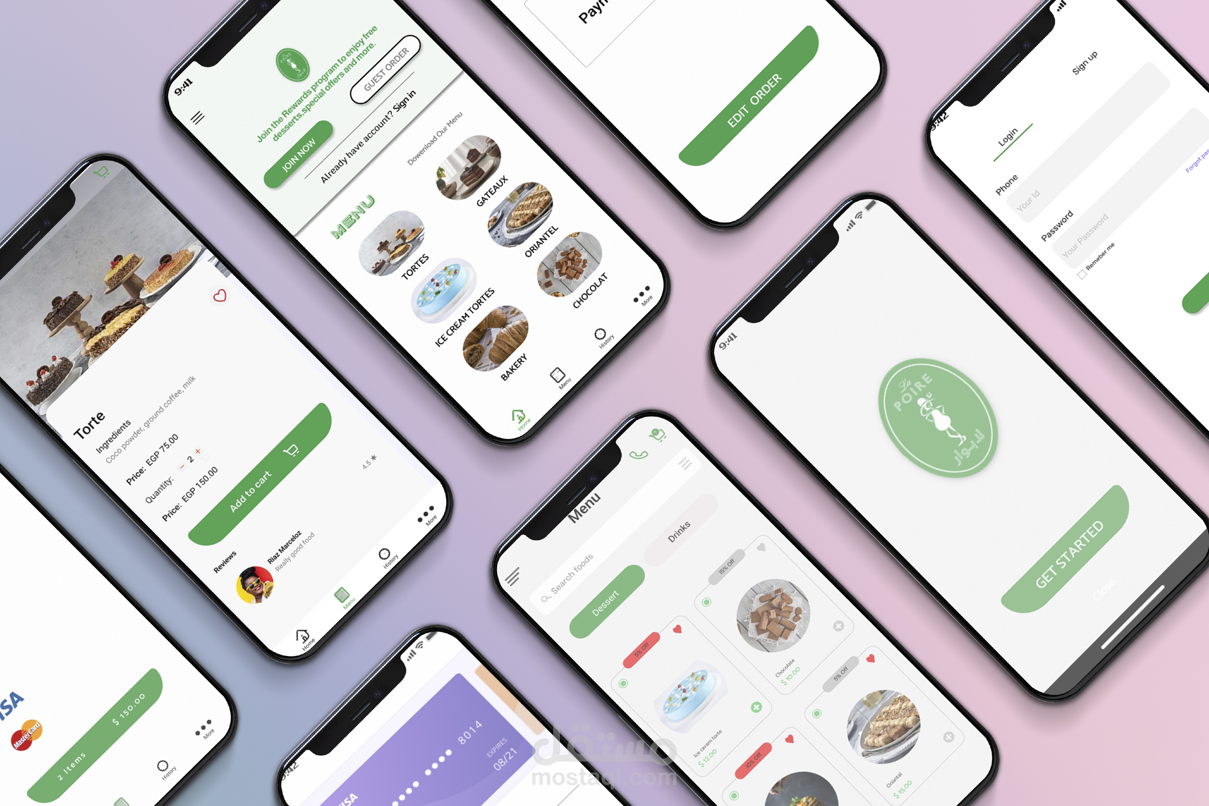 تصميم موبايل ابليكشن لمحل حلويات والطلب اونلاين