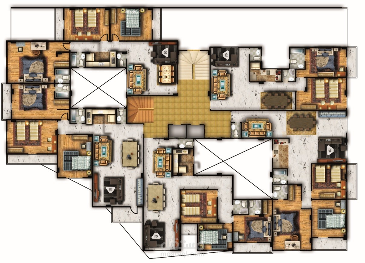 تصميم مخطط معماري لشقق سكنية بمصر