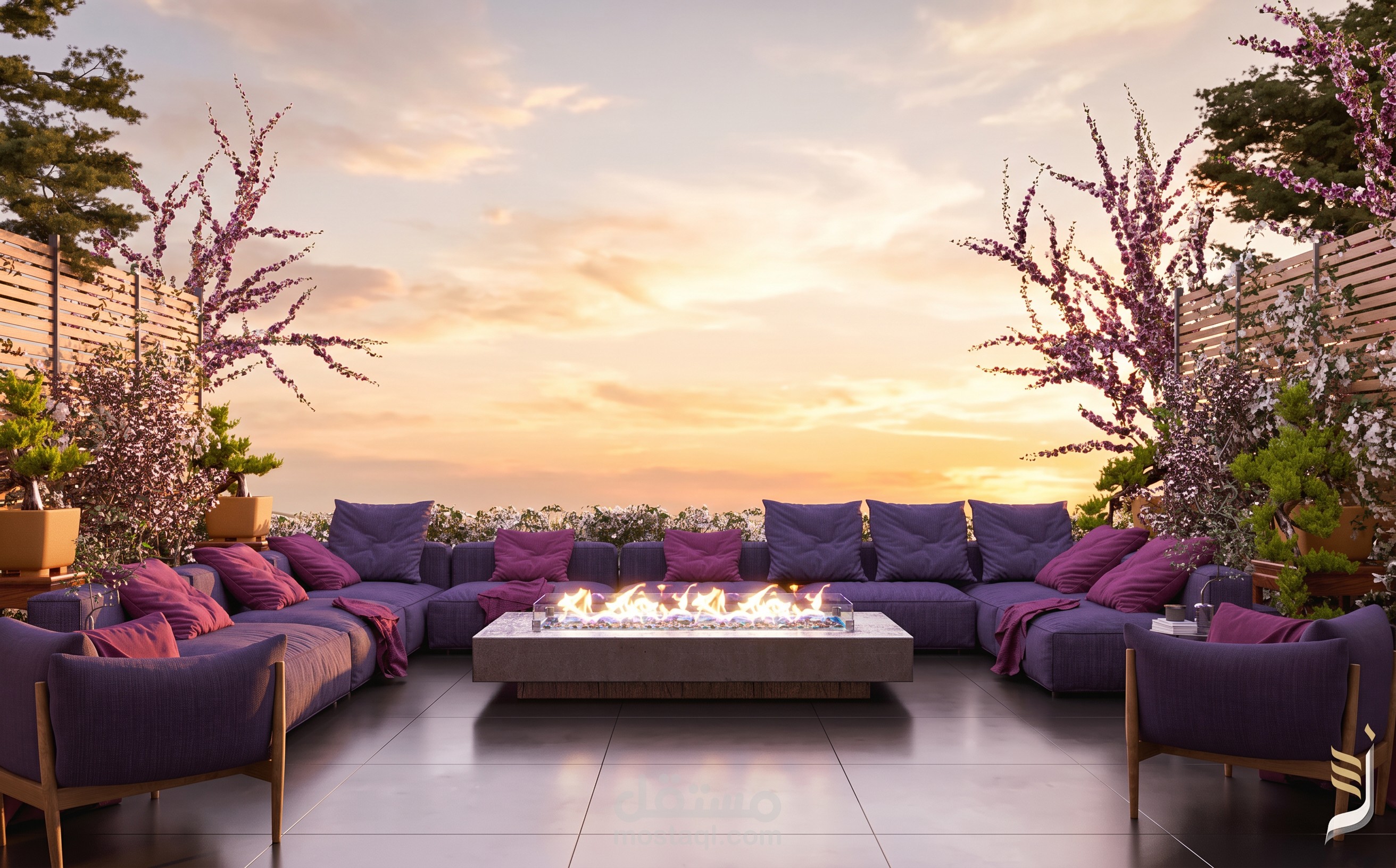 تصميم جلسة Rooftop عصرية بأجواء فاخرة
