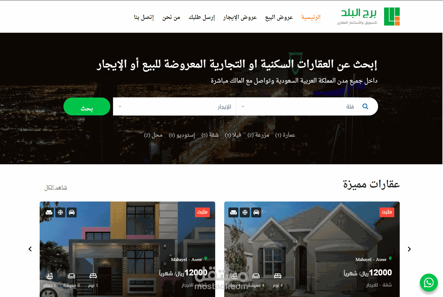 موقع لشركة عقارية للاستثمار  والبيع و الإيجار