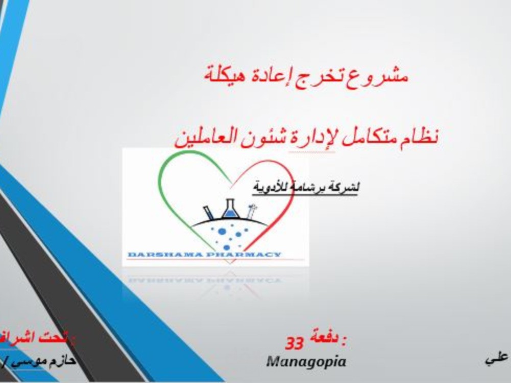 مشروع تخرج اعادة هيكلة قسم شئون العاملية لشركة برشامة للادوية علي البوربوينت