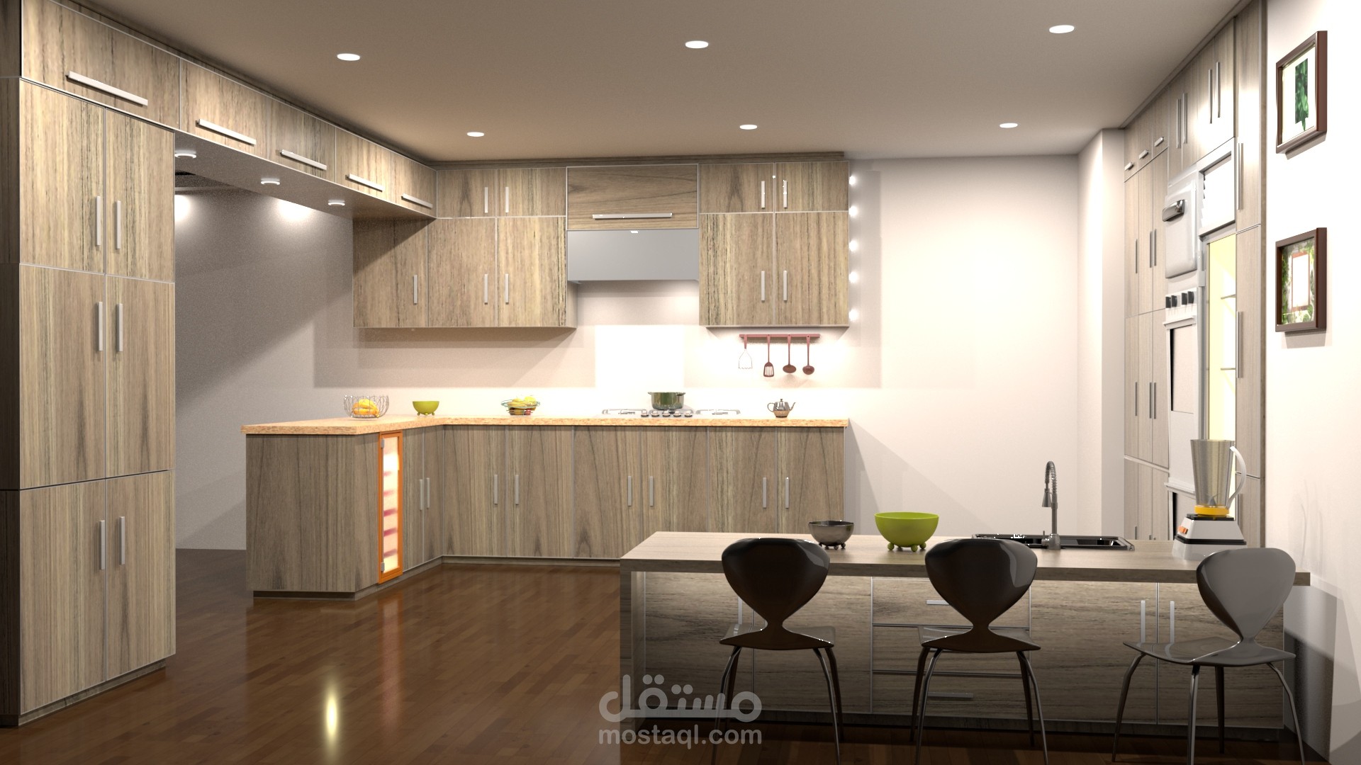 تصميم ثلاثي الابعاد لمطبخ
