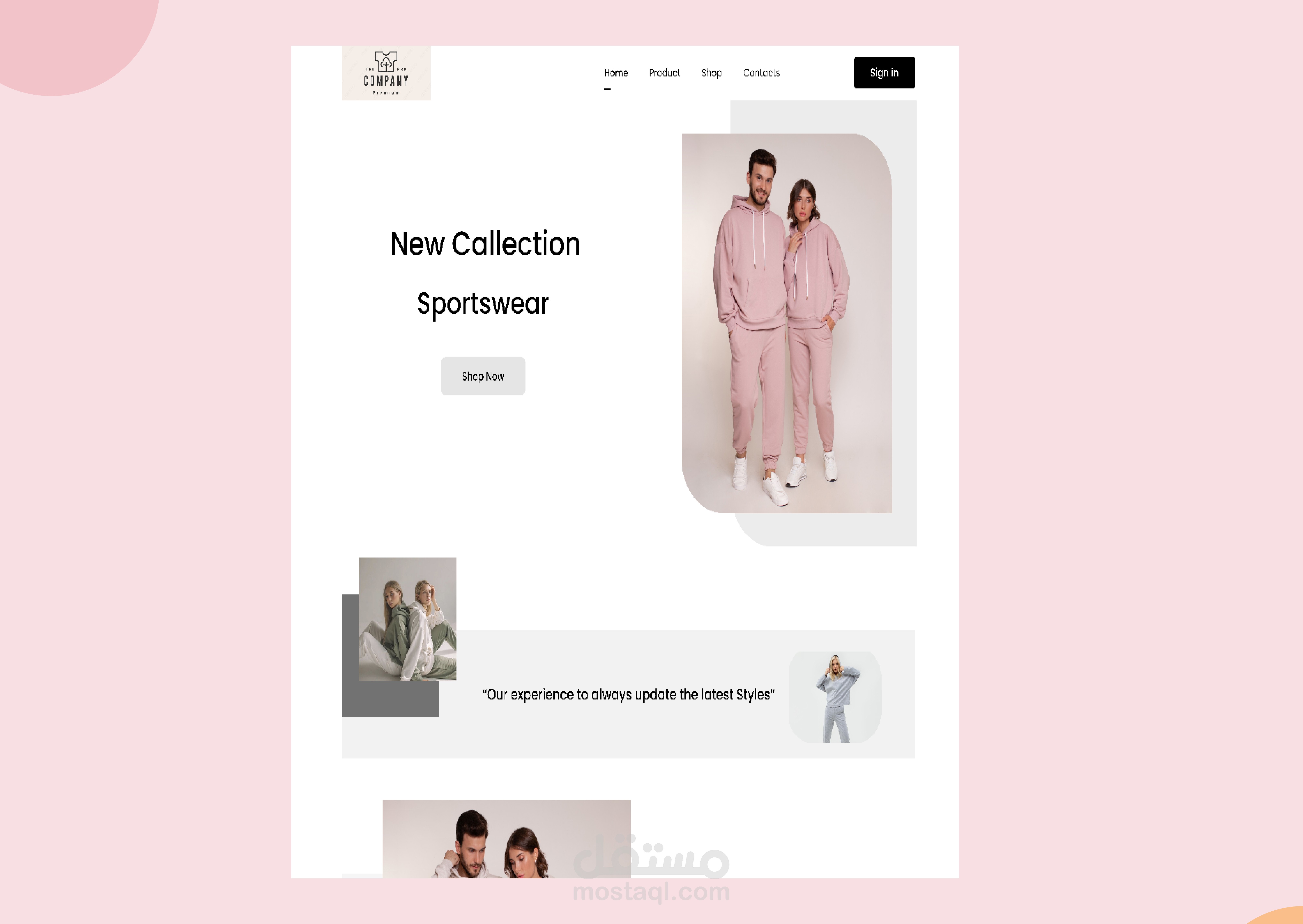 Sportswear landing page