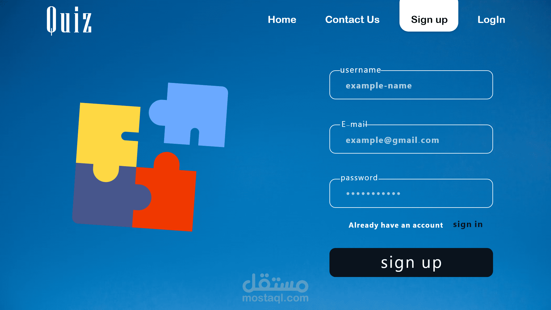 UI for webpage