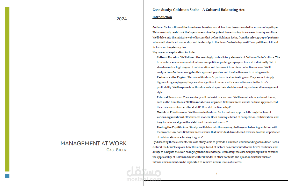 CASE STUDY:  MANAGEMENT AT WORK