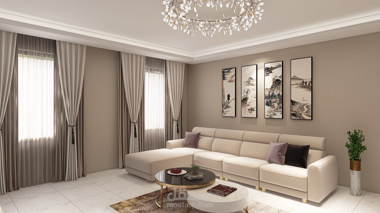 تصميم داخلي لصالة معيشة . جدة