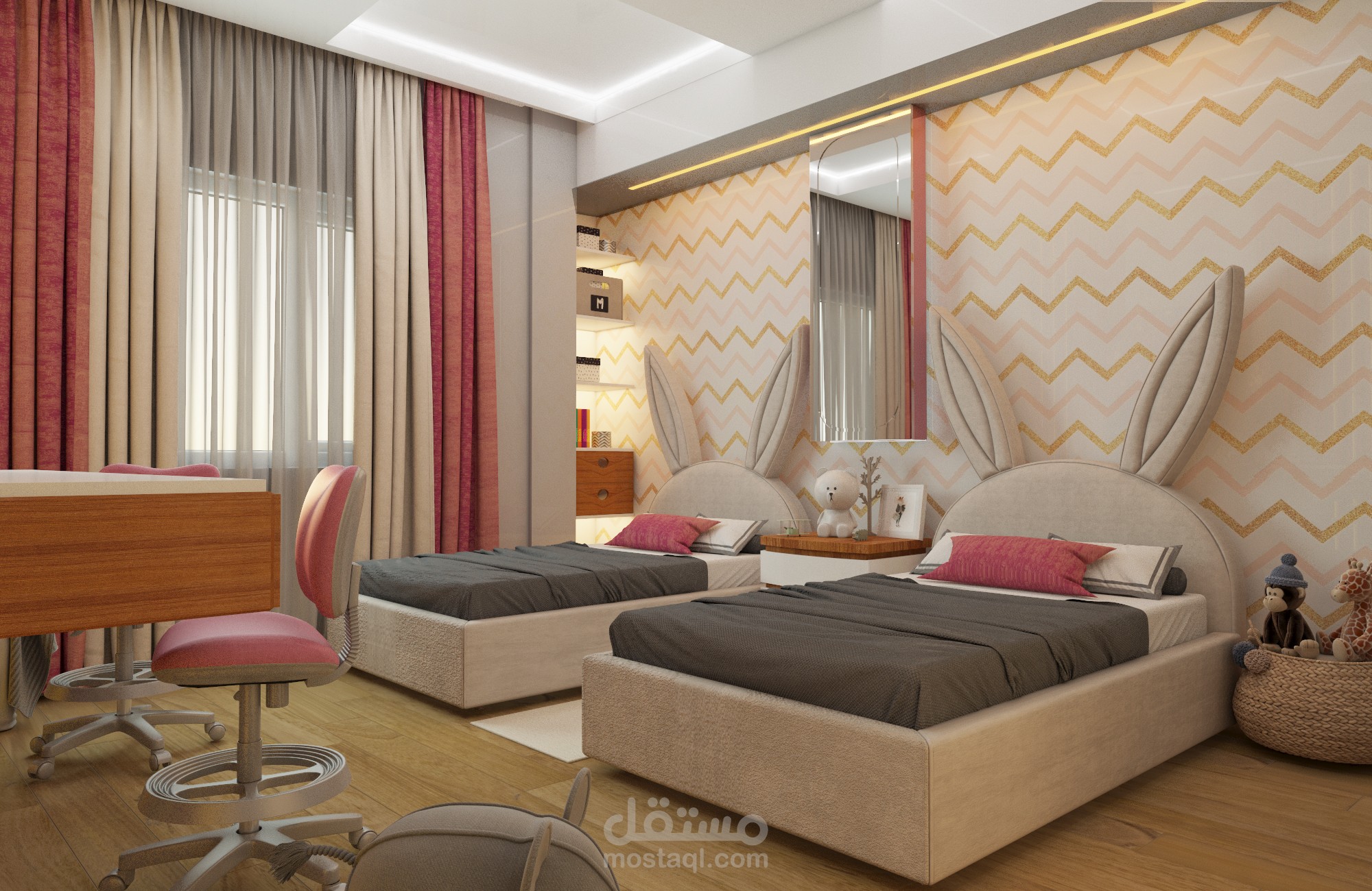 تصميم غرفة نوم بنتين