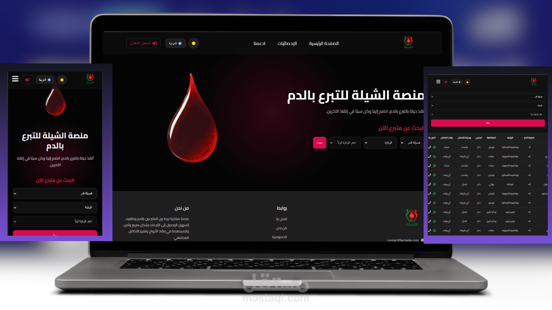 منصة تبرع بالدم مع داشبورد  full stack  React js and Node js