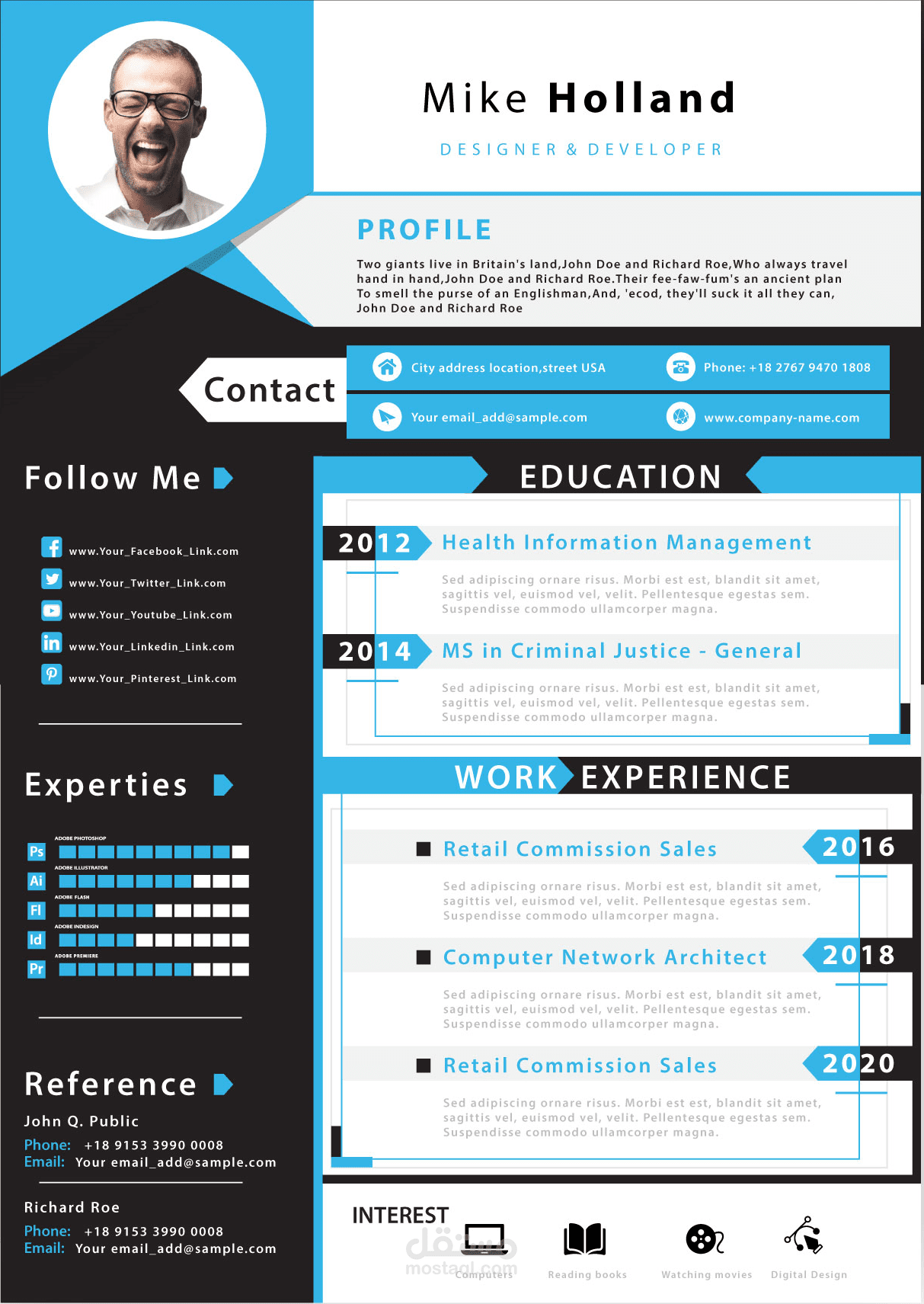 تصميم سيرة ذاتية  CV بشكل جذاب 2020