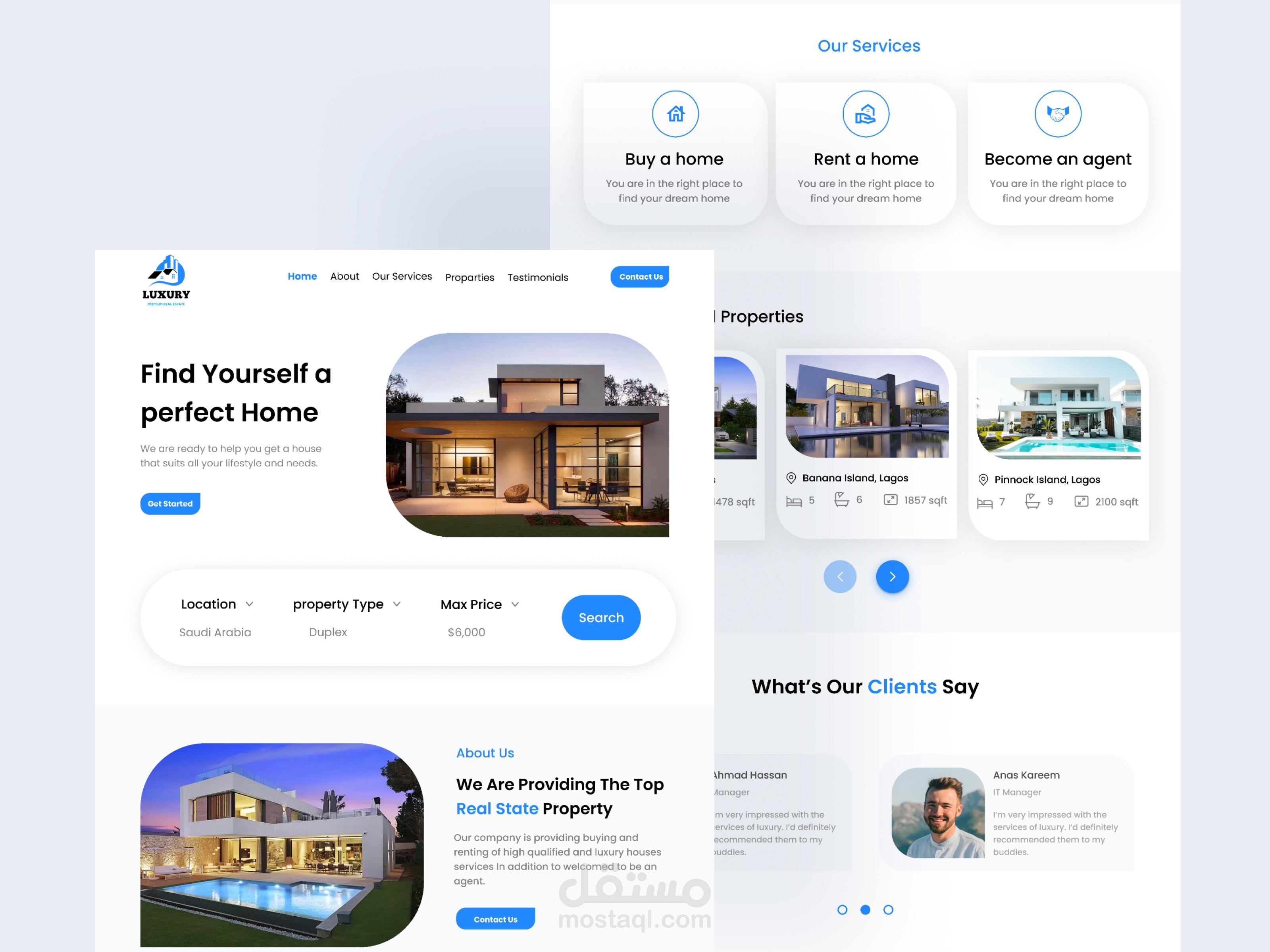 تصميم صفحة هبوط جذابة ومميزة لشركة عقارات