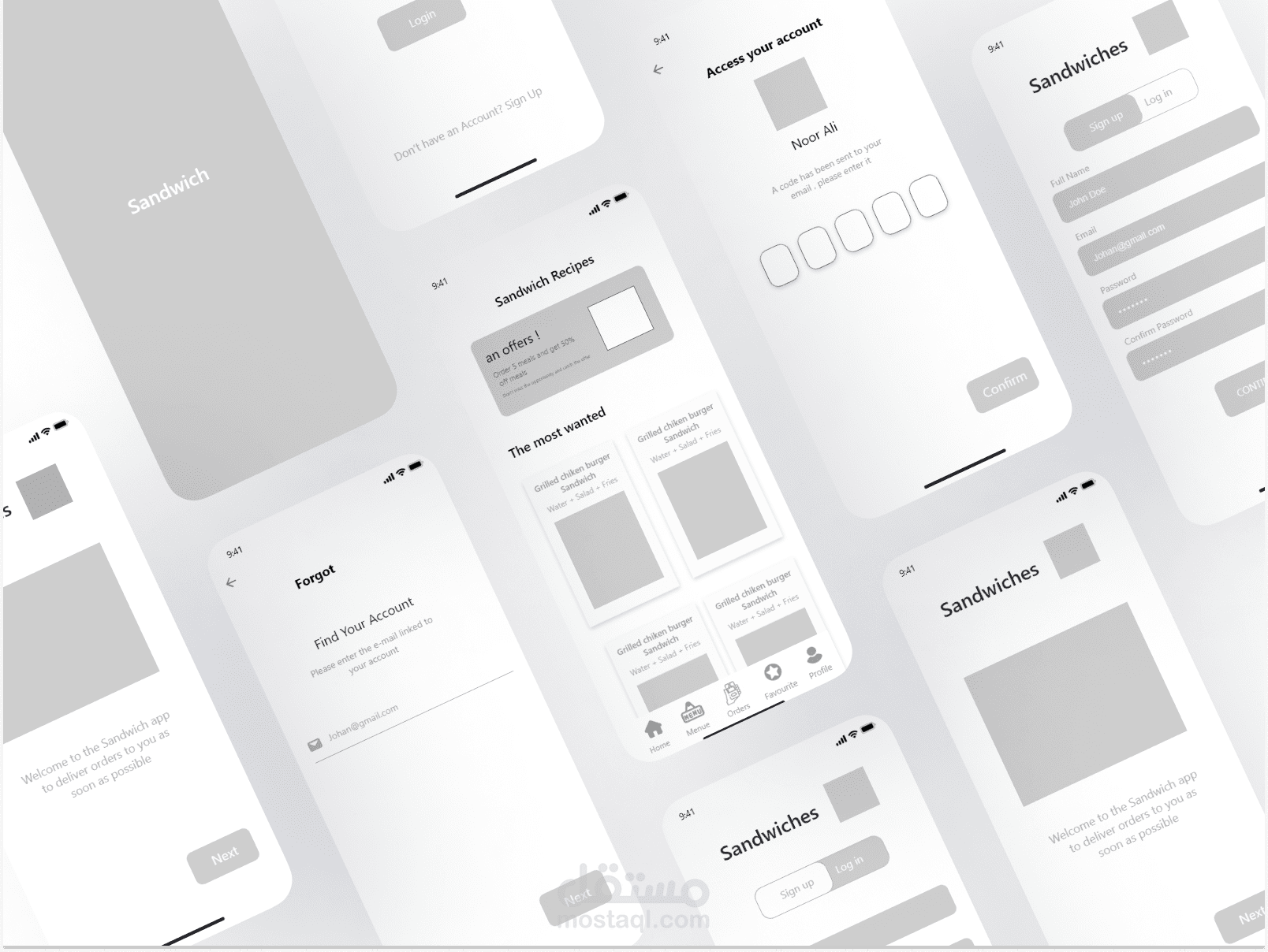 تصميم النموذج الاولي لتطبيق - Wireframe UX UI