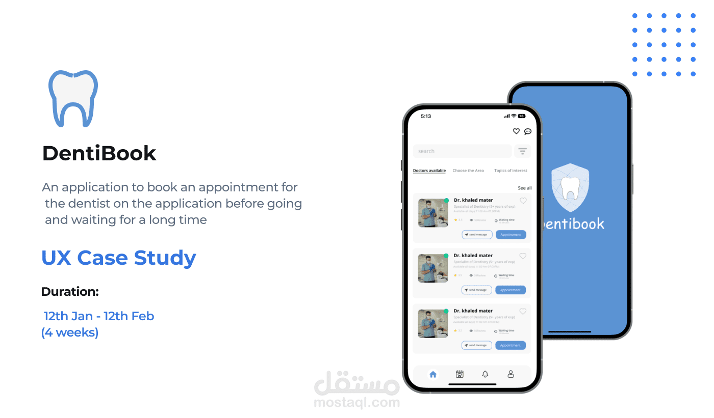 تطبيق حجز موعد عند طبيب الاسنان (Dentist App) - UX UI