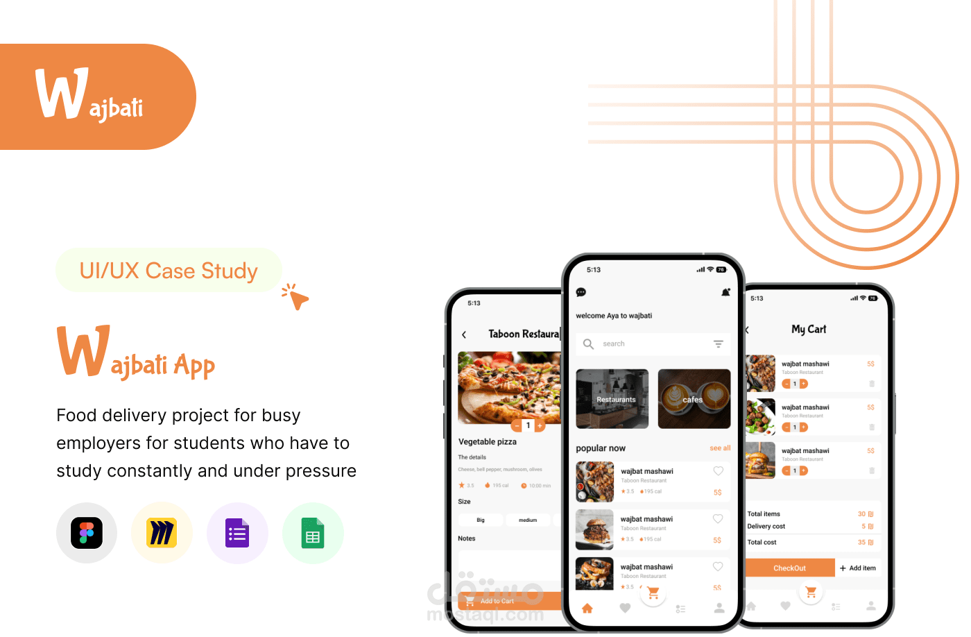 تطبيق موبايل لخدمة توصيل الطعام (UXUI)