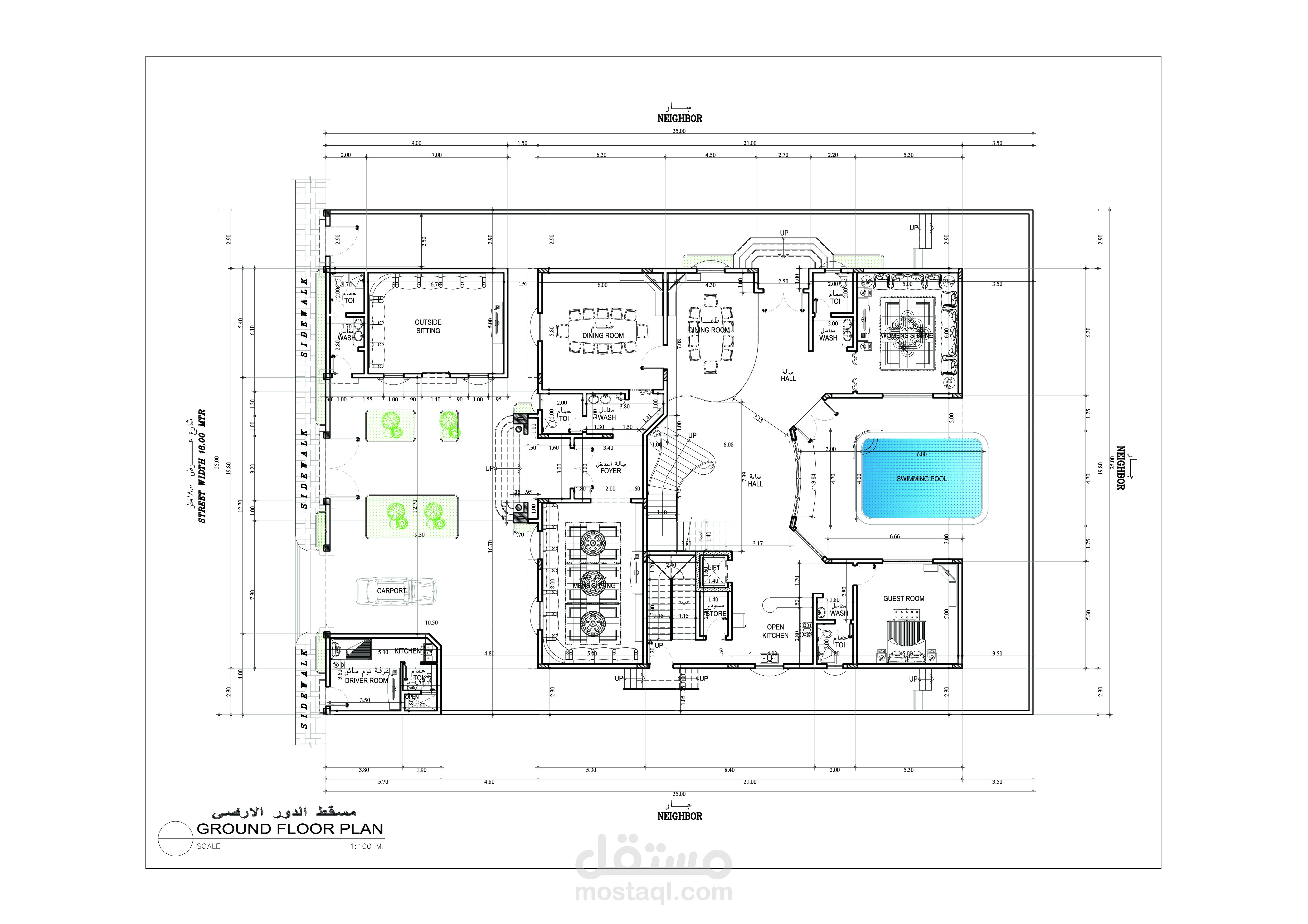 مساقط افقية لفيلا . اوتوكاد