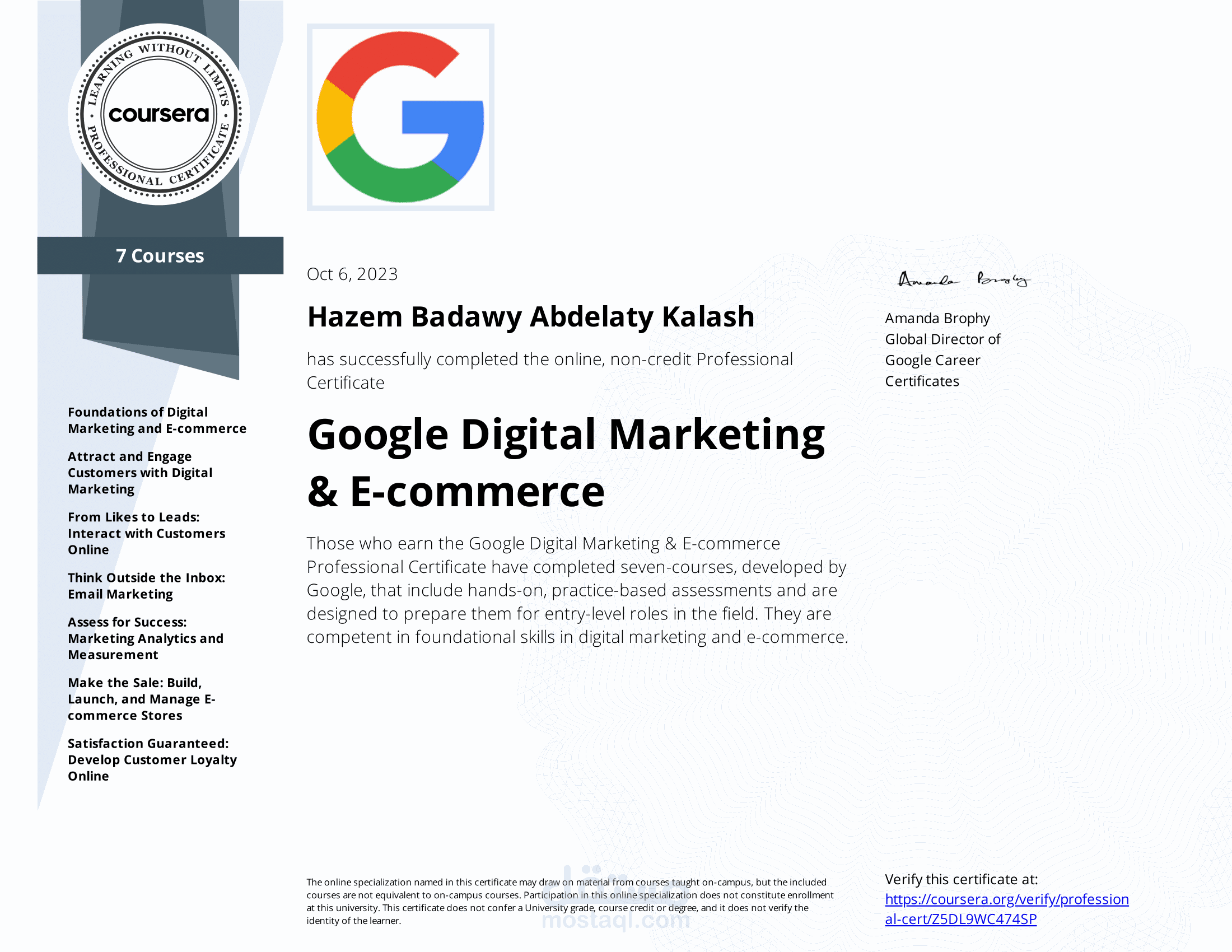 Google Digital Marketing & E-commerce Professional Certificate