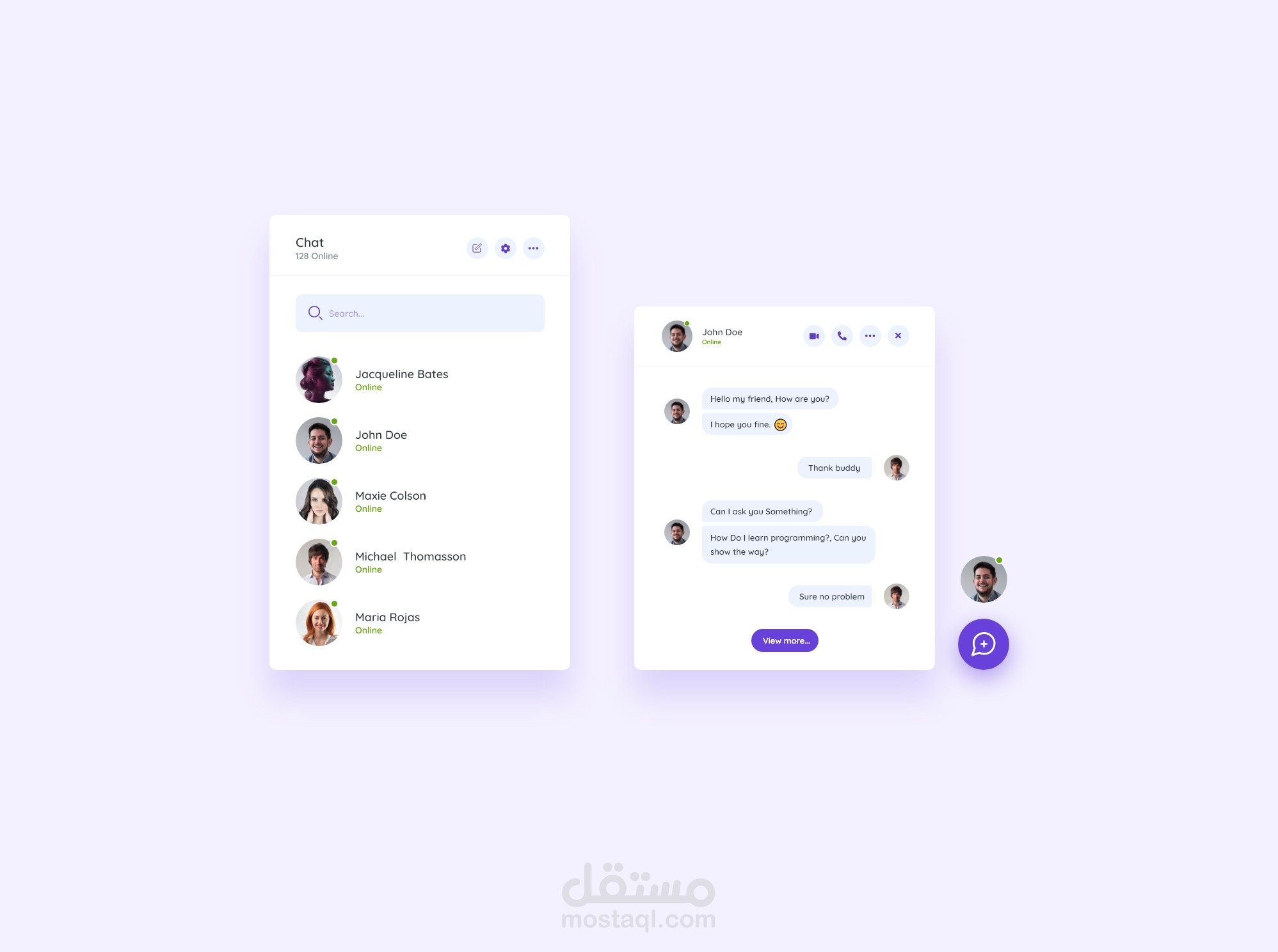 Chat panel UI Design