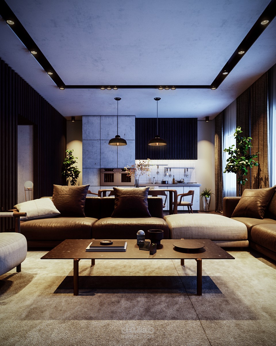 Modern Living and dining area design ( Workshop)