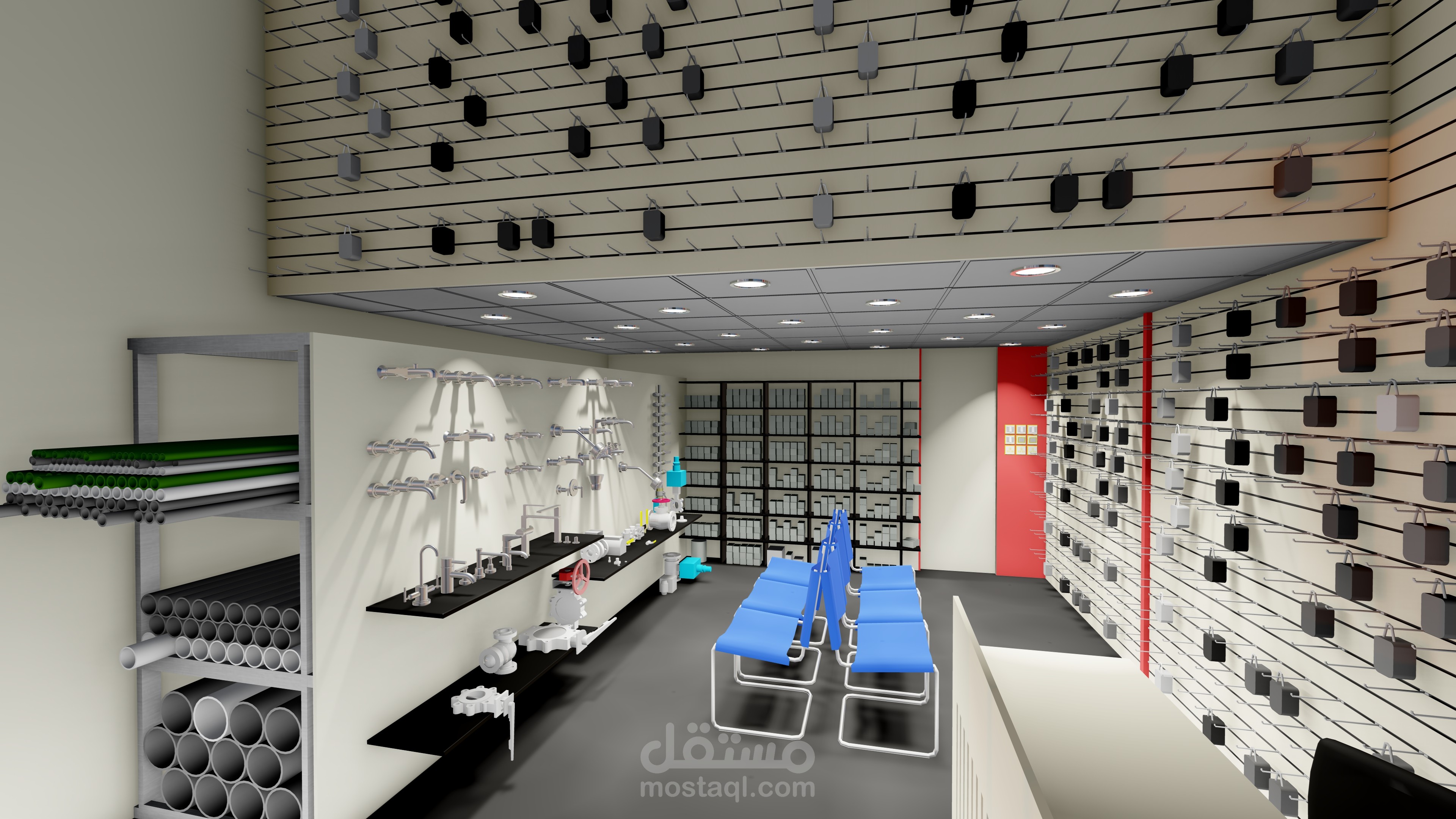 تصميم داخلي لمحل مواد بناء