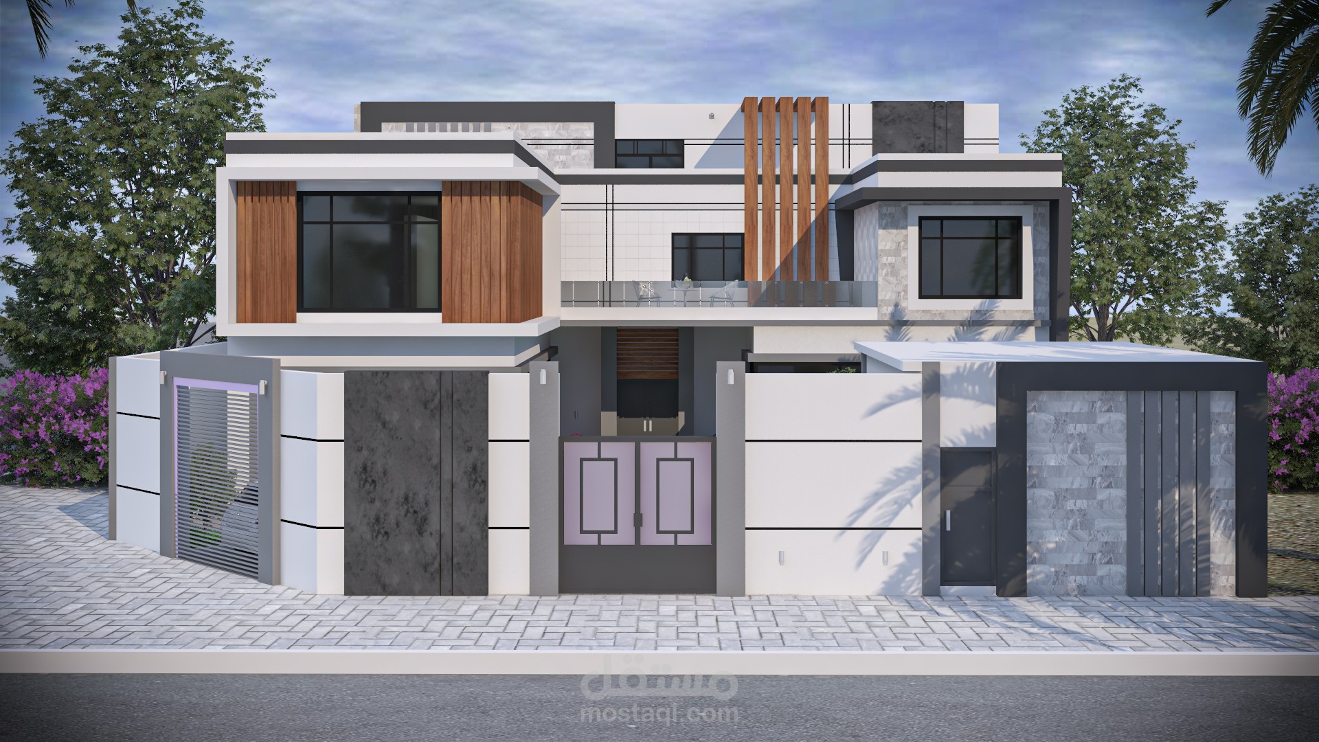 تصميم واجهة مودرن لفيلا في السعودية