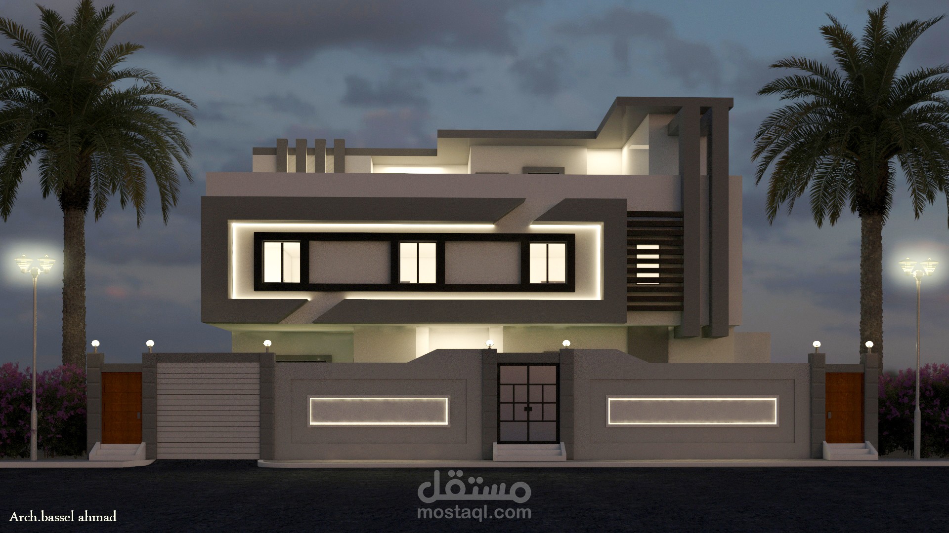 تصميم واجهة مودرن لفيلا في السعودية