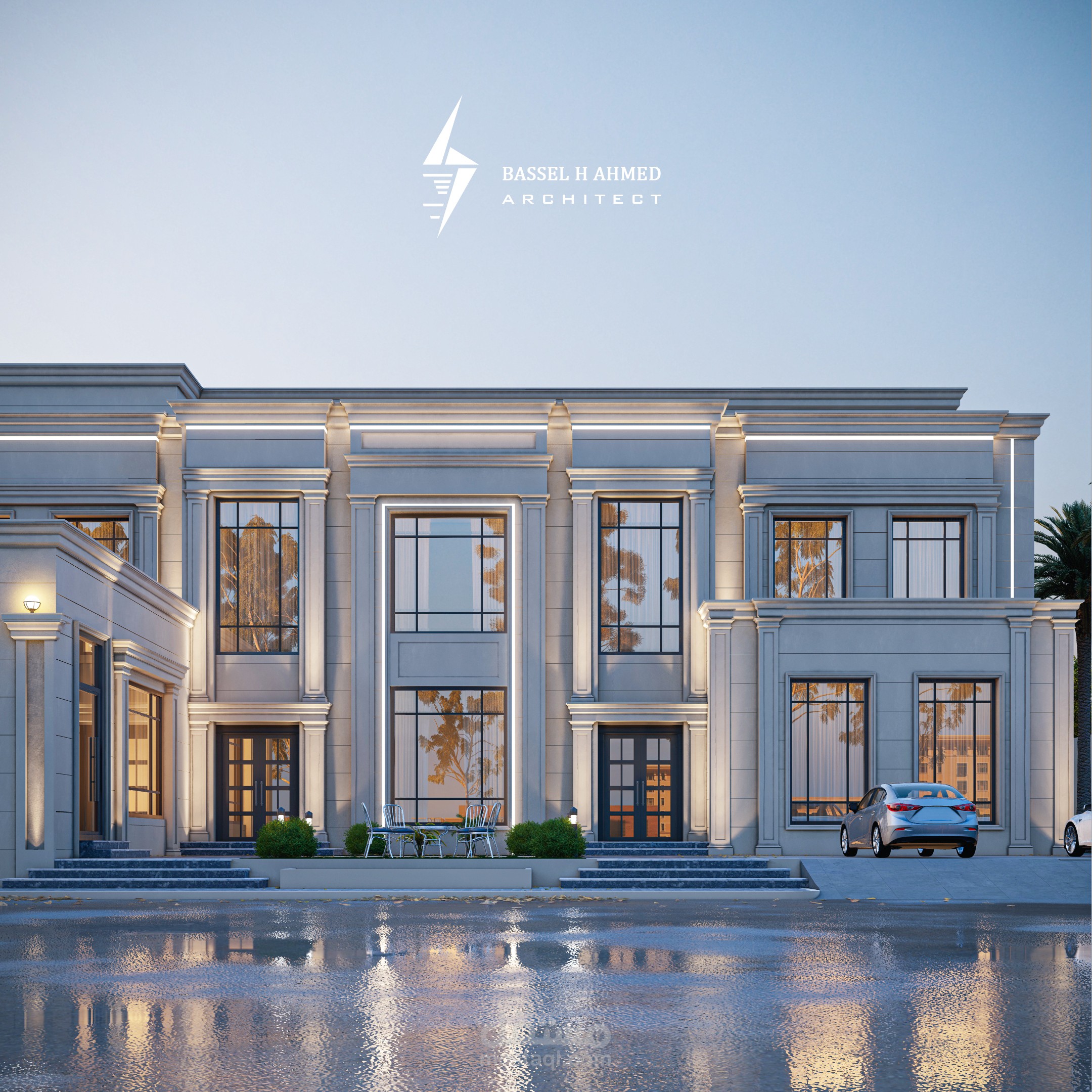 تصميم واجهات نيوكلاسيك لفيلا قائمة