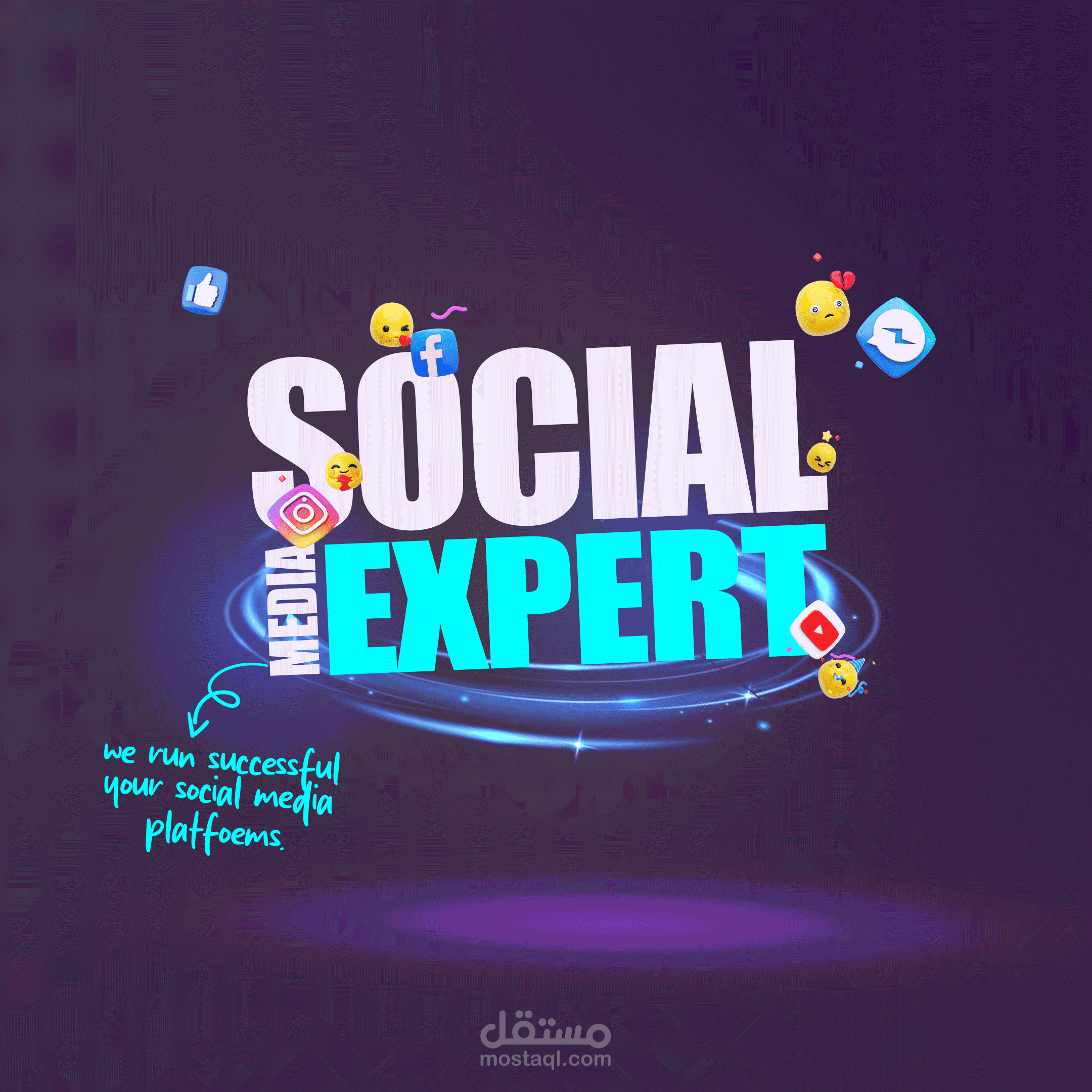 مشروع انشاء تصاميم متنوعة لسوشيال ميديا بشكل احترافي ومتقن A project to create diverse social media designs in a professional and polished manner.