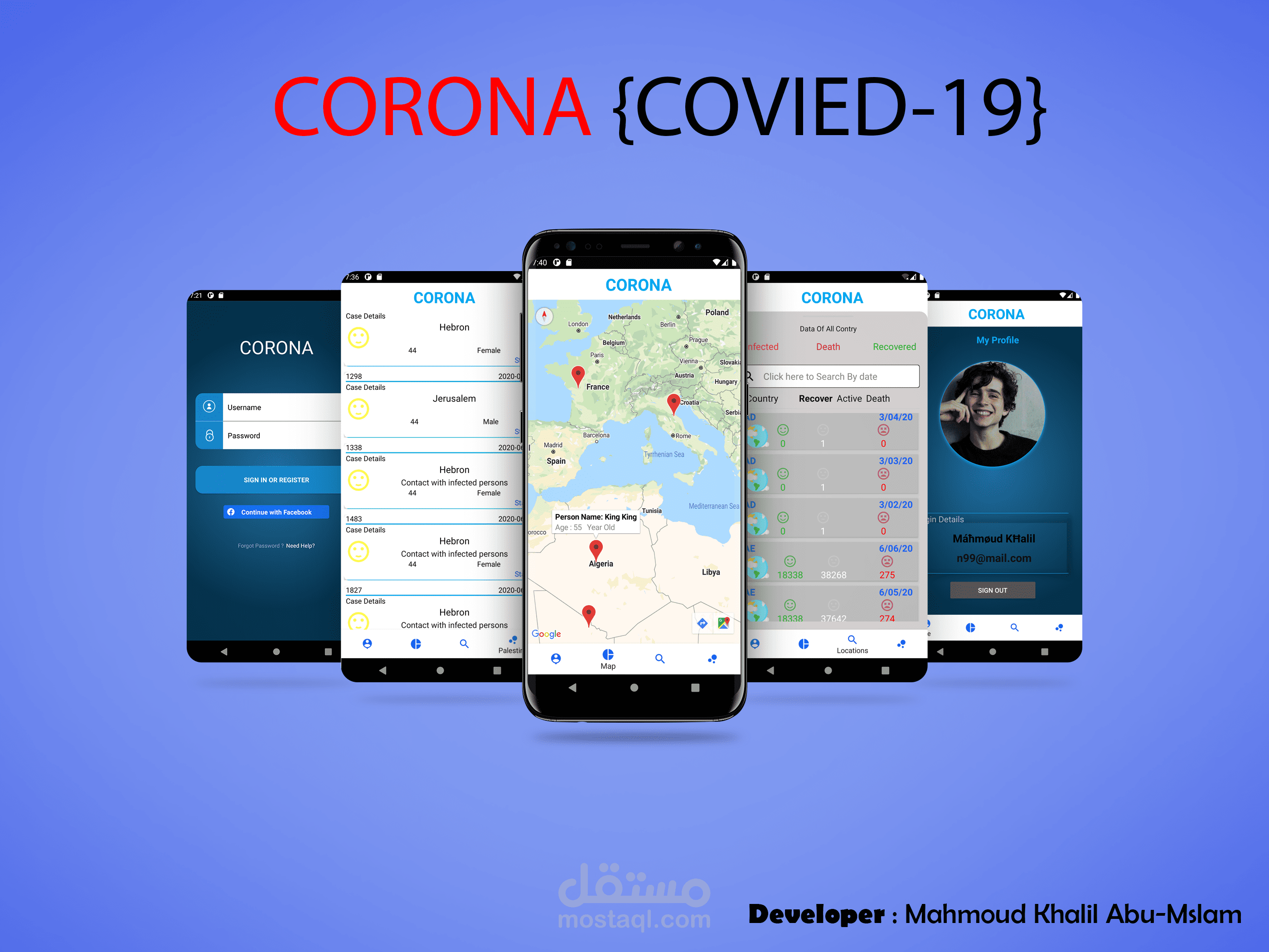 تطبيق لعرض احصائيات كورونا - كوفيد19