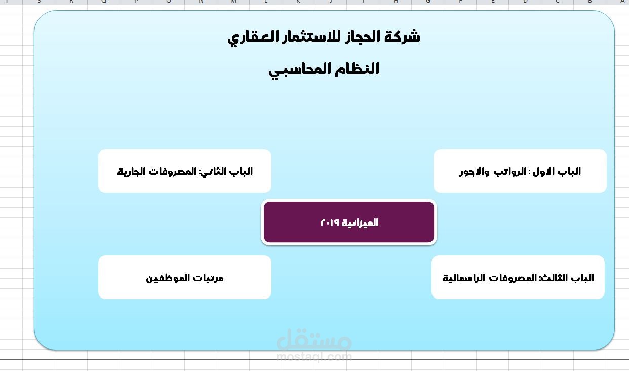 نظام لشركة باستخدام برنامج الاكسيل