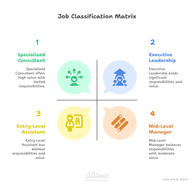 تصميم شرائح عرض وإنفوجرافيك عصري: أنظمة تقييم وتصنيف الوظائف (Job Grading)