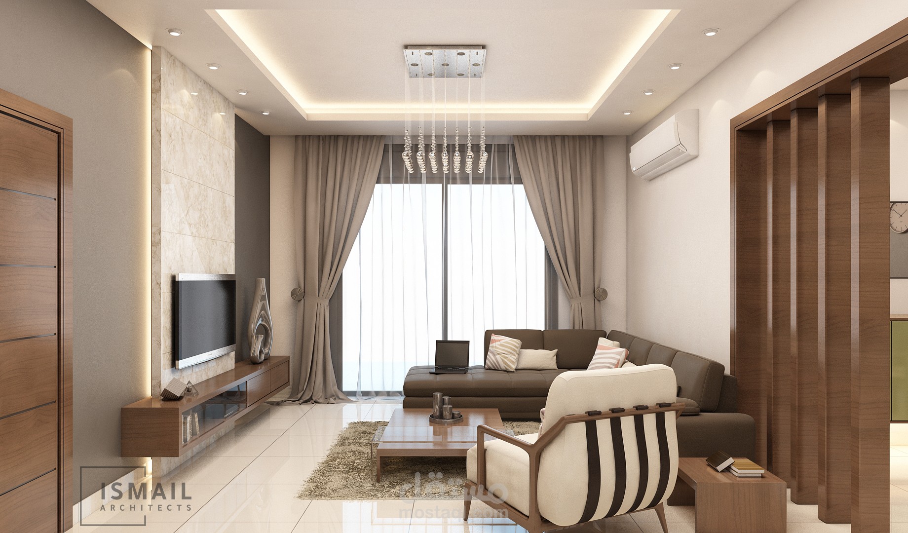 تصميم داخلي لشقة سكنية مساحة 155 متر مربع