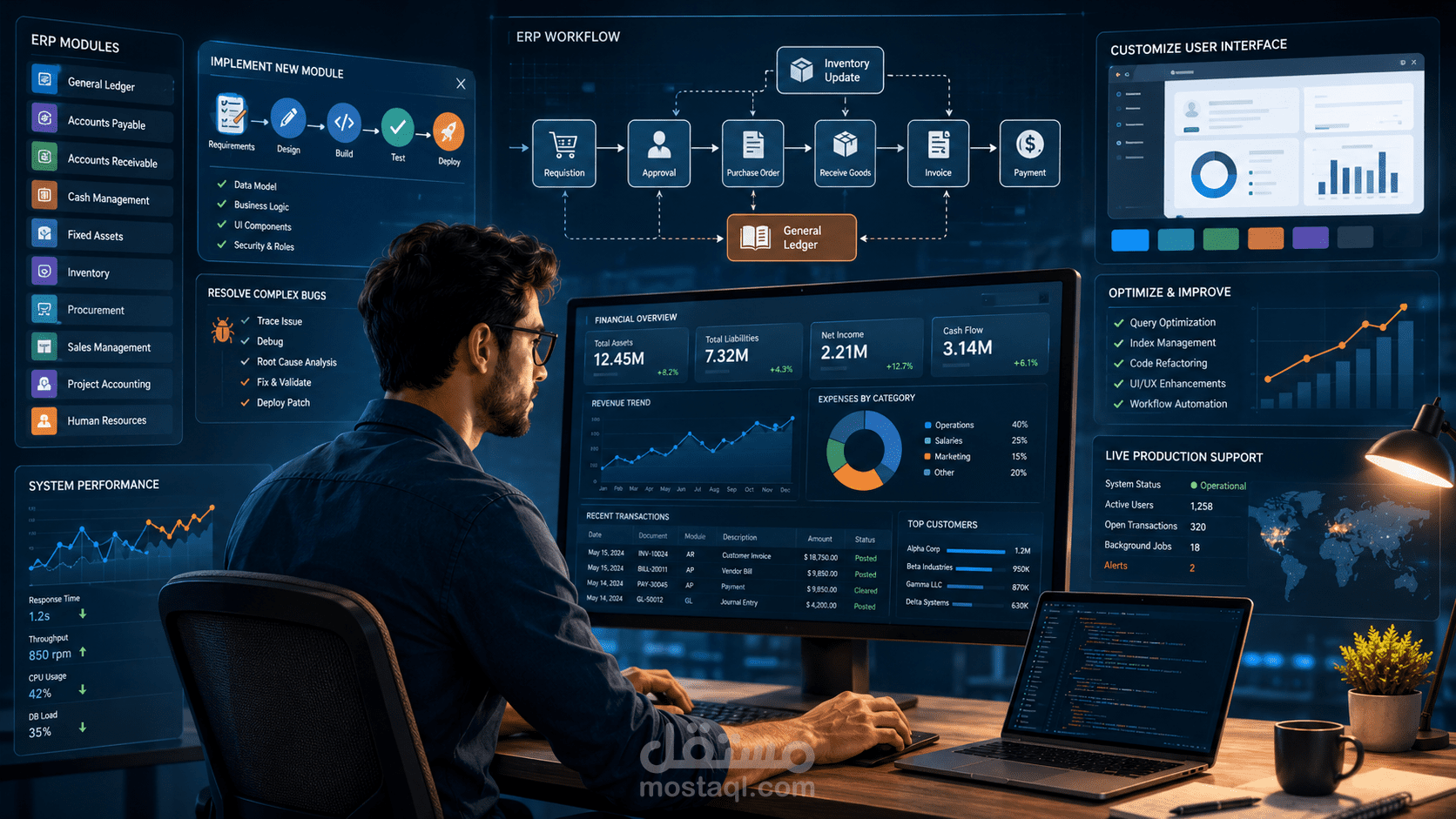 تطوير وصيانة نظام Oracle APEX SaaS ERP