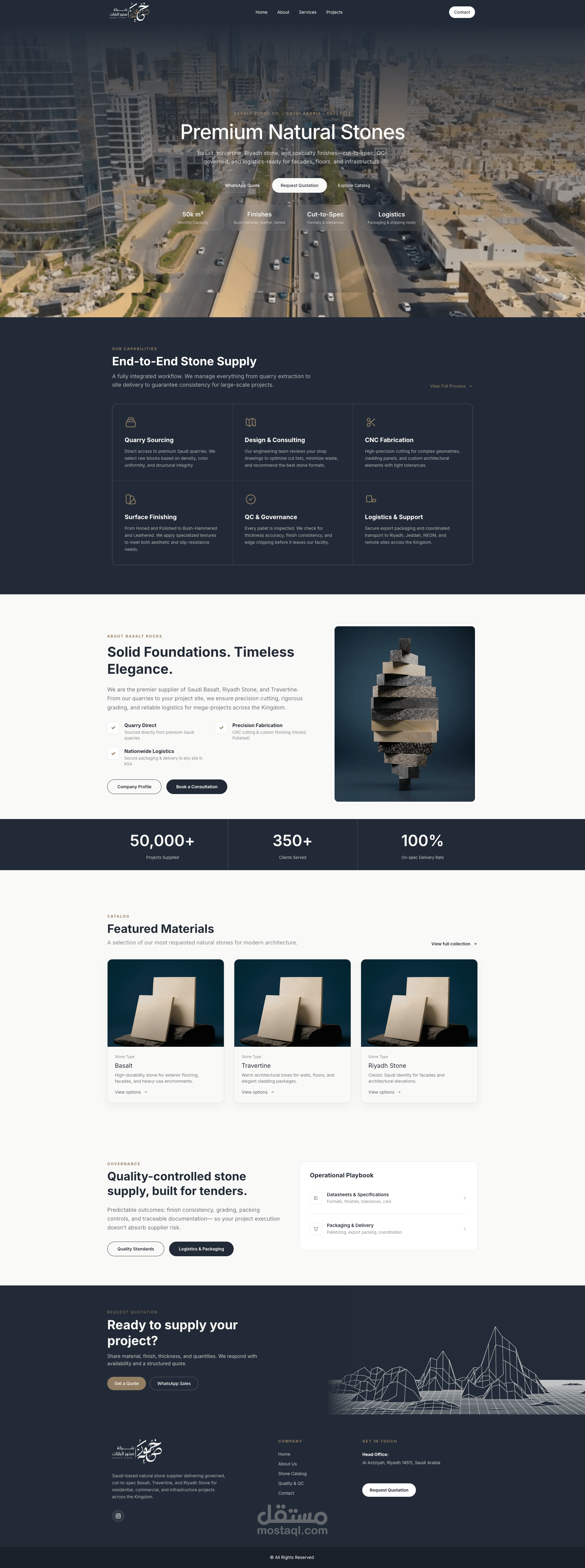 تصميم وتطوير موقع تعريفي لشركة أحجار طبيعية (Premium Corporate Website)