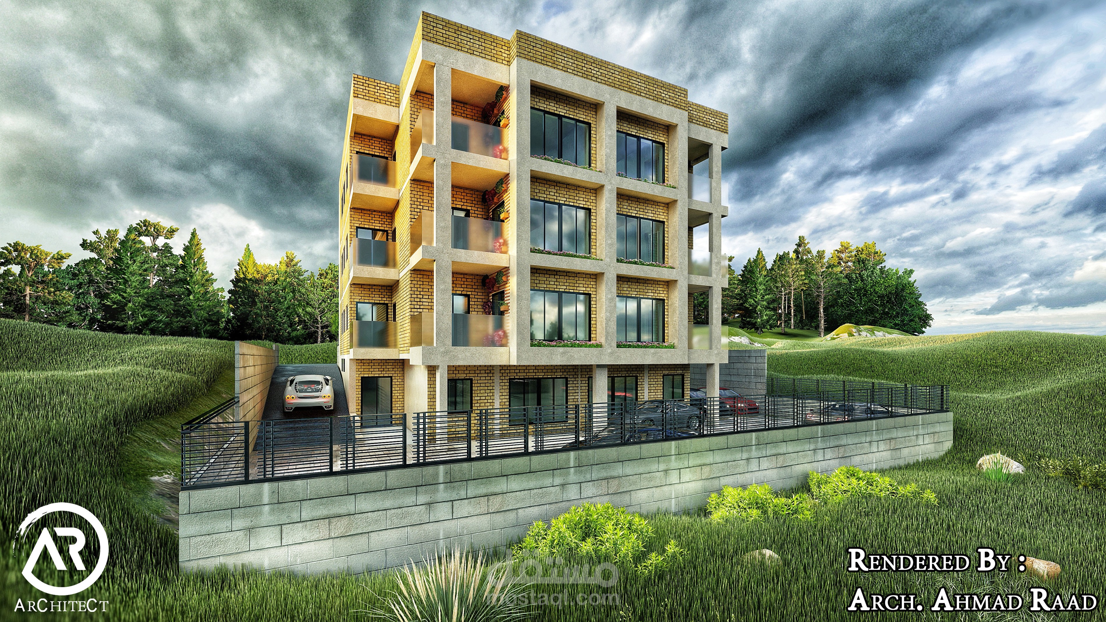تصميم مبنى سكني حجر
